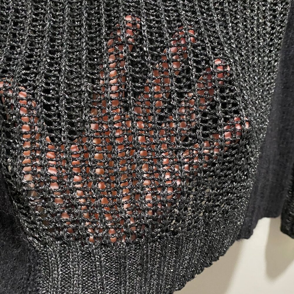 10) Eileen Fisher Mohair Alpaca Open Knit Preppy Boho Fisherman Grunge Sweater L - Picture 6 of 8